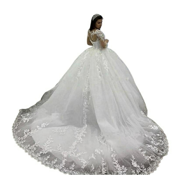 Plus Size Elegant White Lace Wedding Dress - Picture 8 of 9